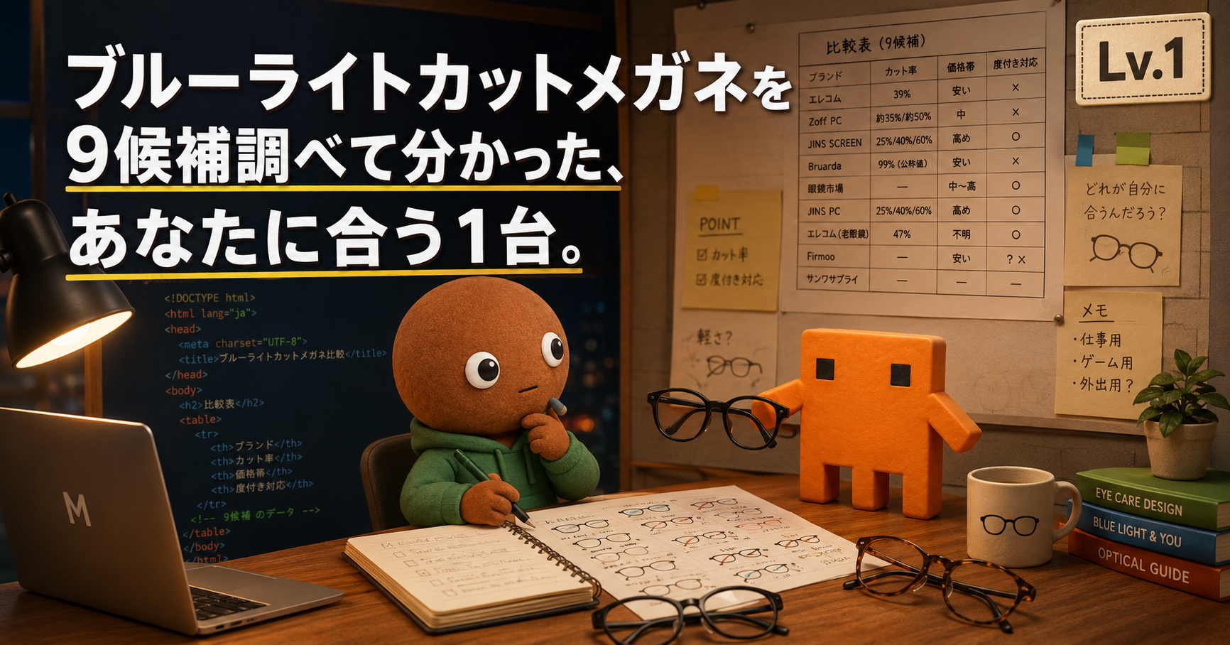 ブルーライトカットメガネ